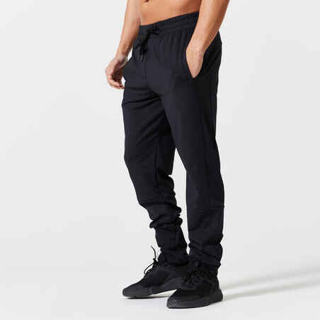 Men's Breathable Slim-Fit Zipped Fitness Tracksuit - Black