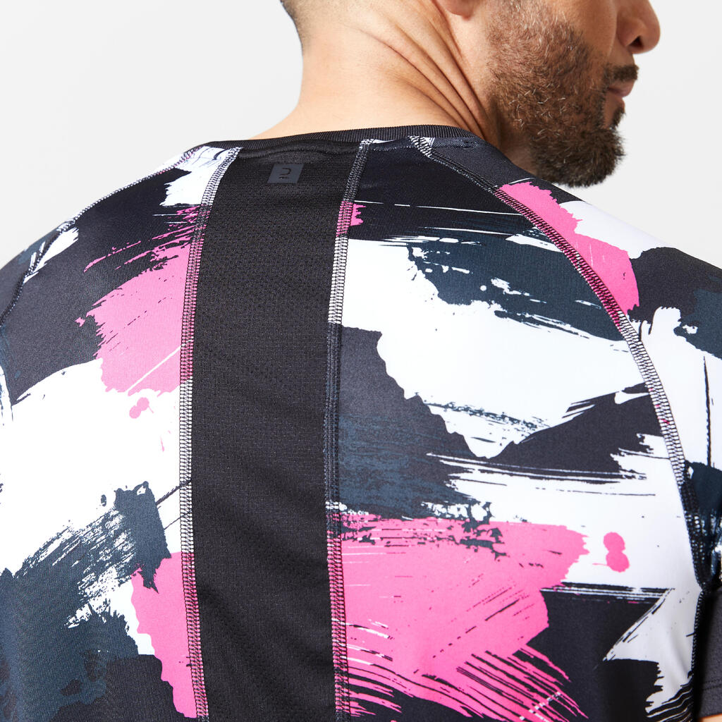 Men's Crew Neck Breathable Essential Fitness T-Shirt - Camo Pink