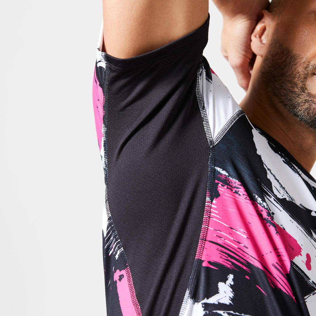 MAJICA KRATKIH RUKAVA ZA FITNES ESSENTIAL MUŠKA SA OKRUGLIM IZREZOM - ROZE