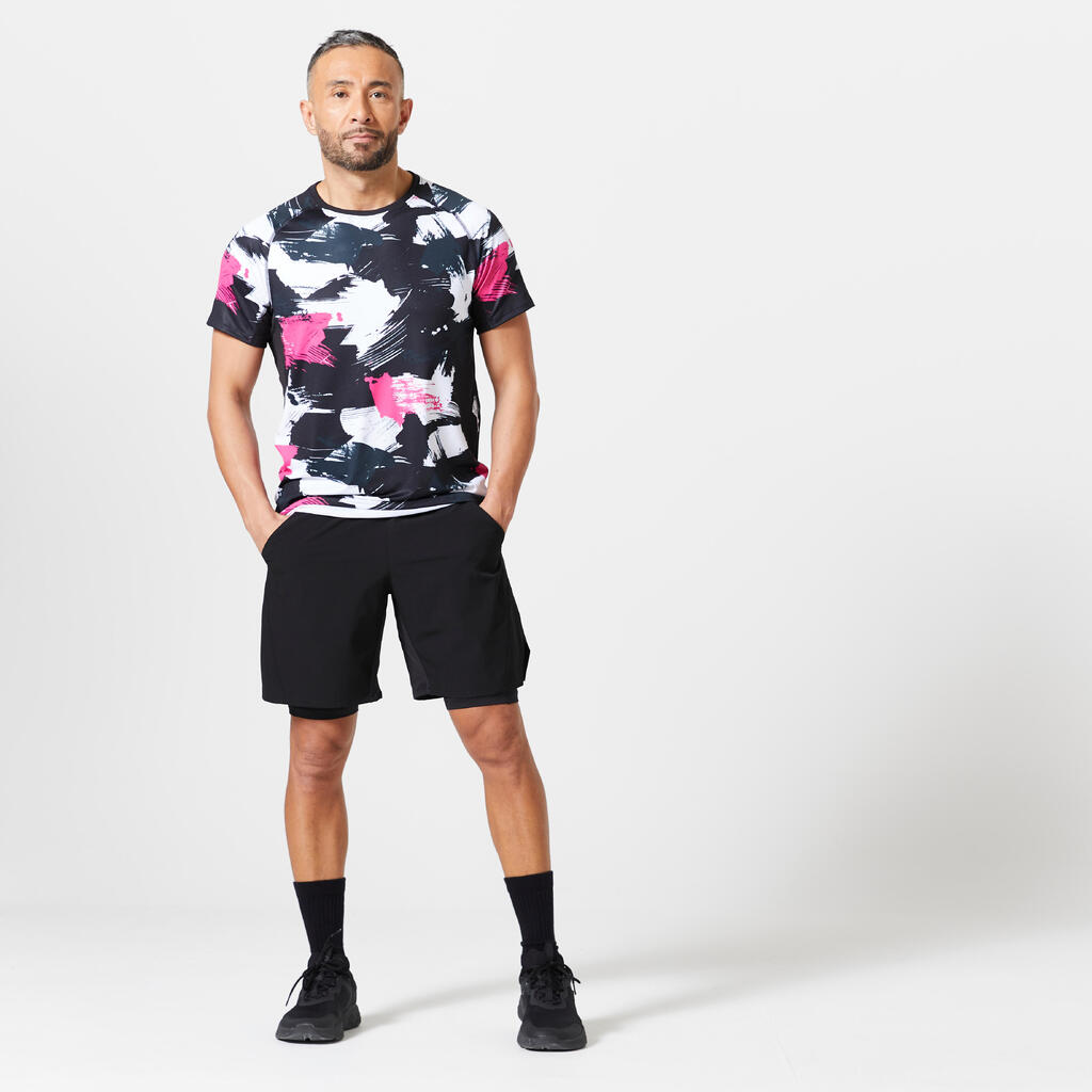 Men's Crew Neck Breathable Essential Fitness T-Shirt - Camo Pink