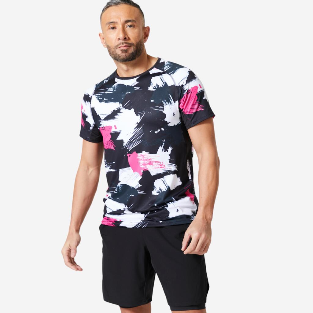 MAJICA KRATKIH RUKAVA ZA FITNES ESSENTIAL MUŠKA SA OKRUGLIM IZREZOM - ROZE