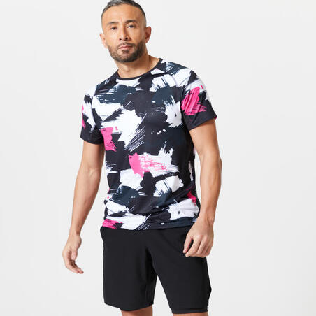 Men's Crew Neck Breathable Essential Fitness T-Shirt - Camo Pink