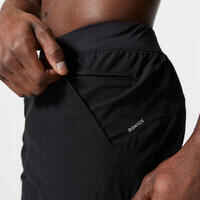 Pantalón Corto Fitness Collection Hombre Negro 2 En 1 Transp. Bolsillo Crem.