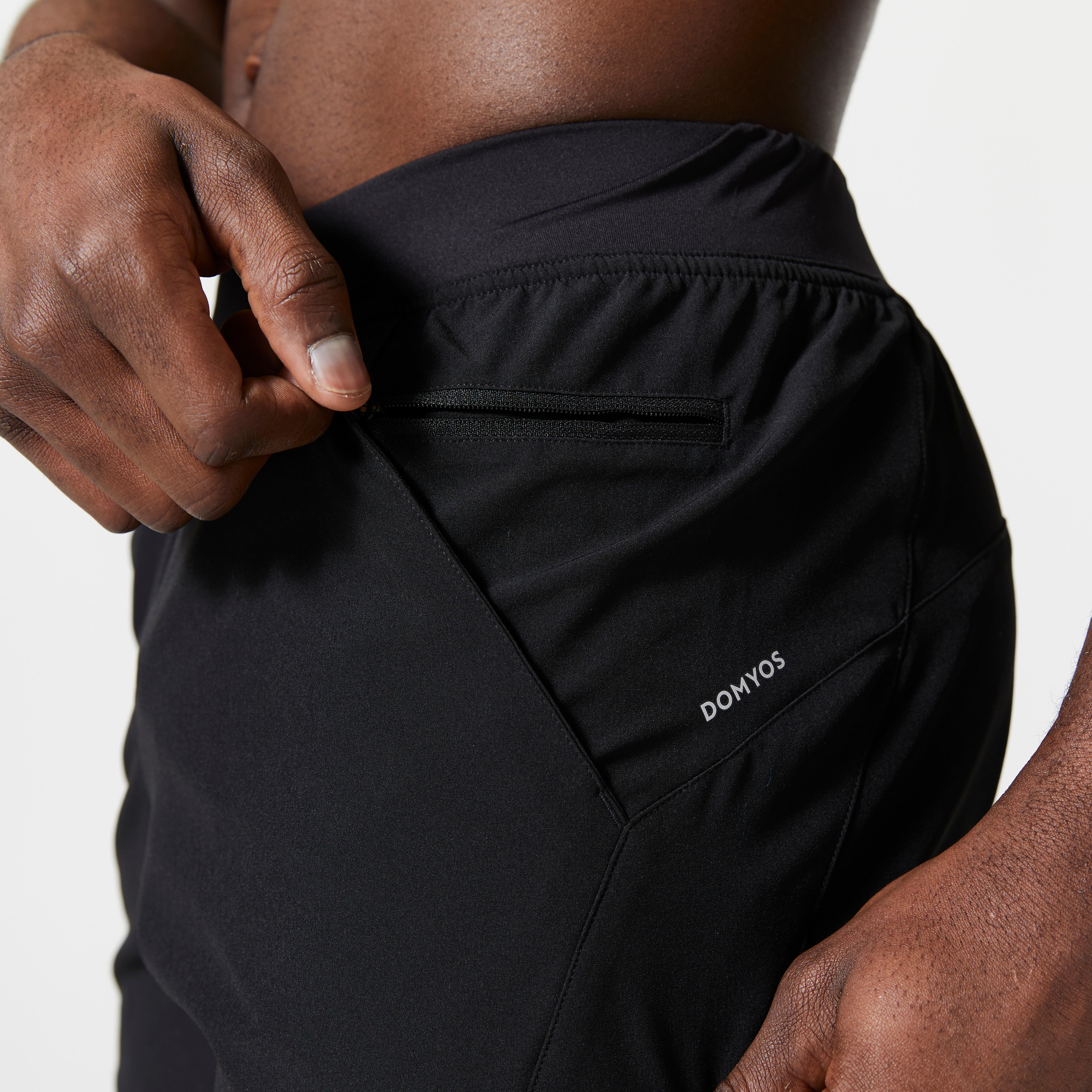 Short de fitness 2 en 1 collection respirant poche zippe homme noir Decathlon