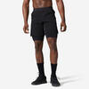 Short de fitness 2 en 1 collection respirant poche zippé homme - noir
