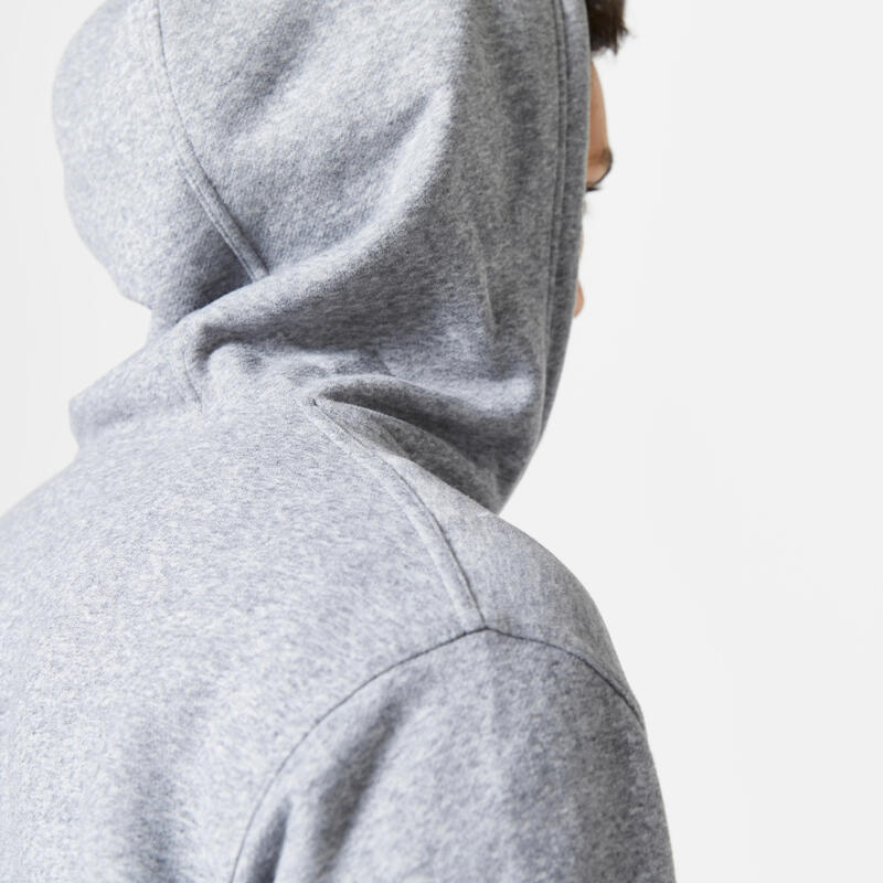 Sweat zippé à capuche Fitness Homme - 500 Essentials Gris