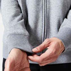 Men's Fitness Zipped Hoodie 500 Essentials - Grey