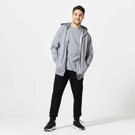 Men's Fitness Zipped Hoodie 500 Essentials - Grey