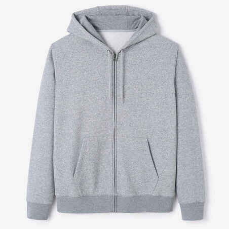 Men's Fitness Zipped Hoodie 500 Essentials - Grey