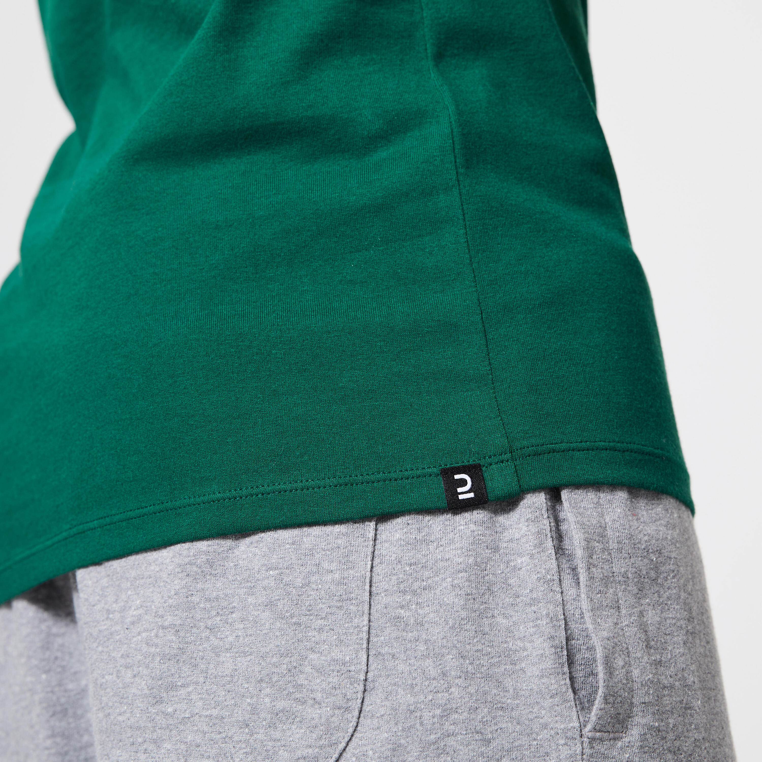 Men's Slim-Fit Fitness T-Shirt 500 - Cypress Green 6/7