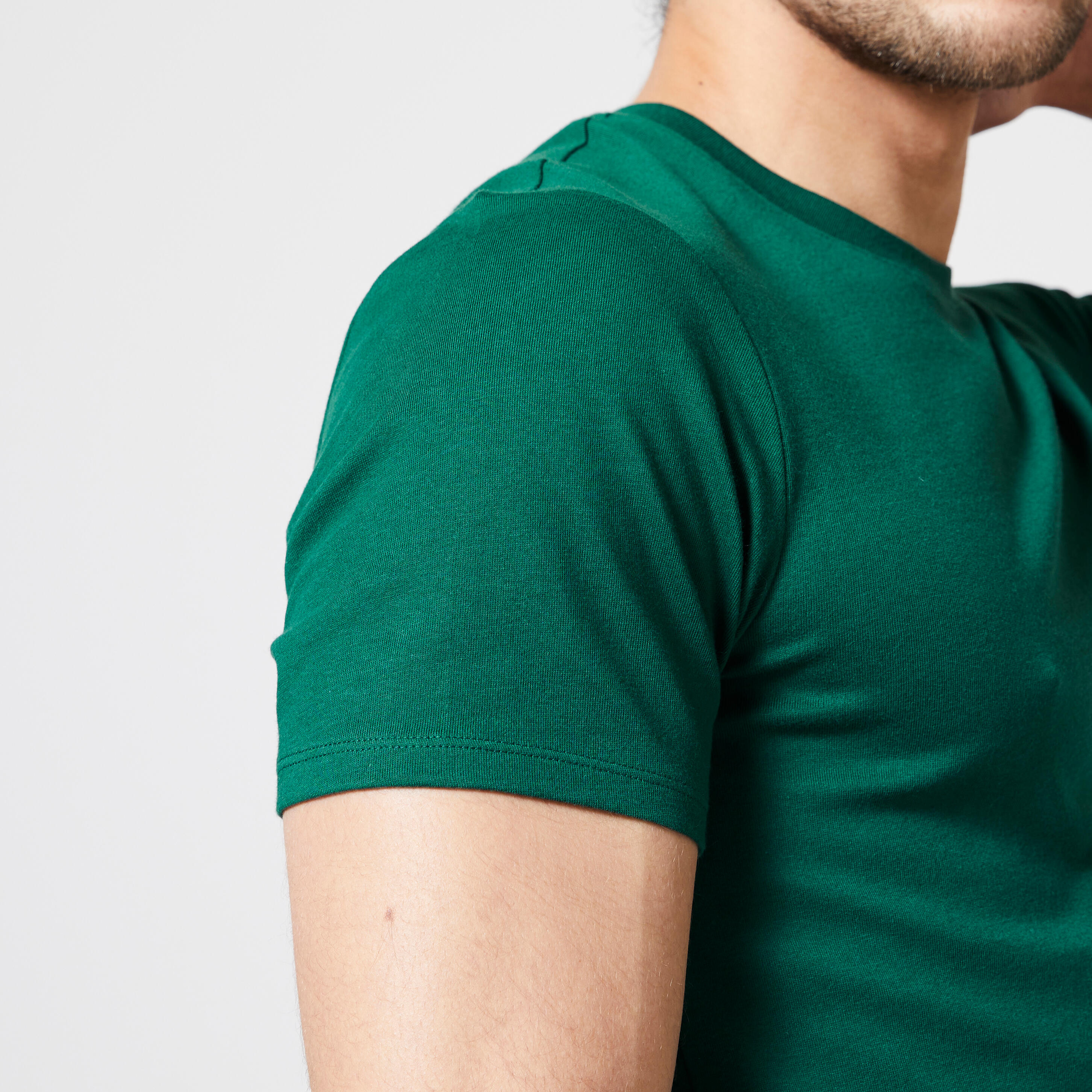 Men's Slim-Fit Fitness T-Shirt 500 - Cypress Green 5/7