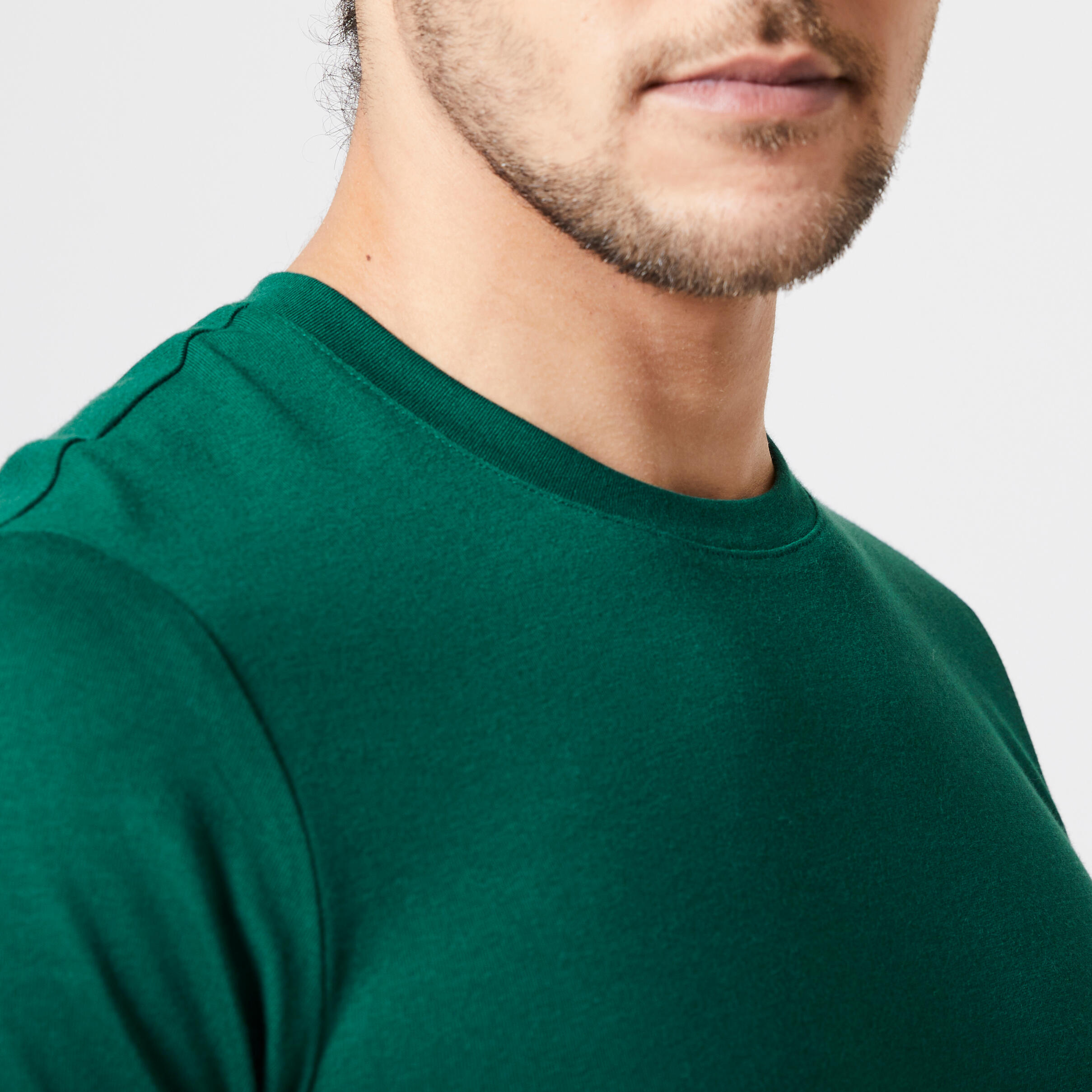 Men's Slim-Fit Fitness T-Shirt 500 - Cypress Green 4/7