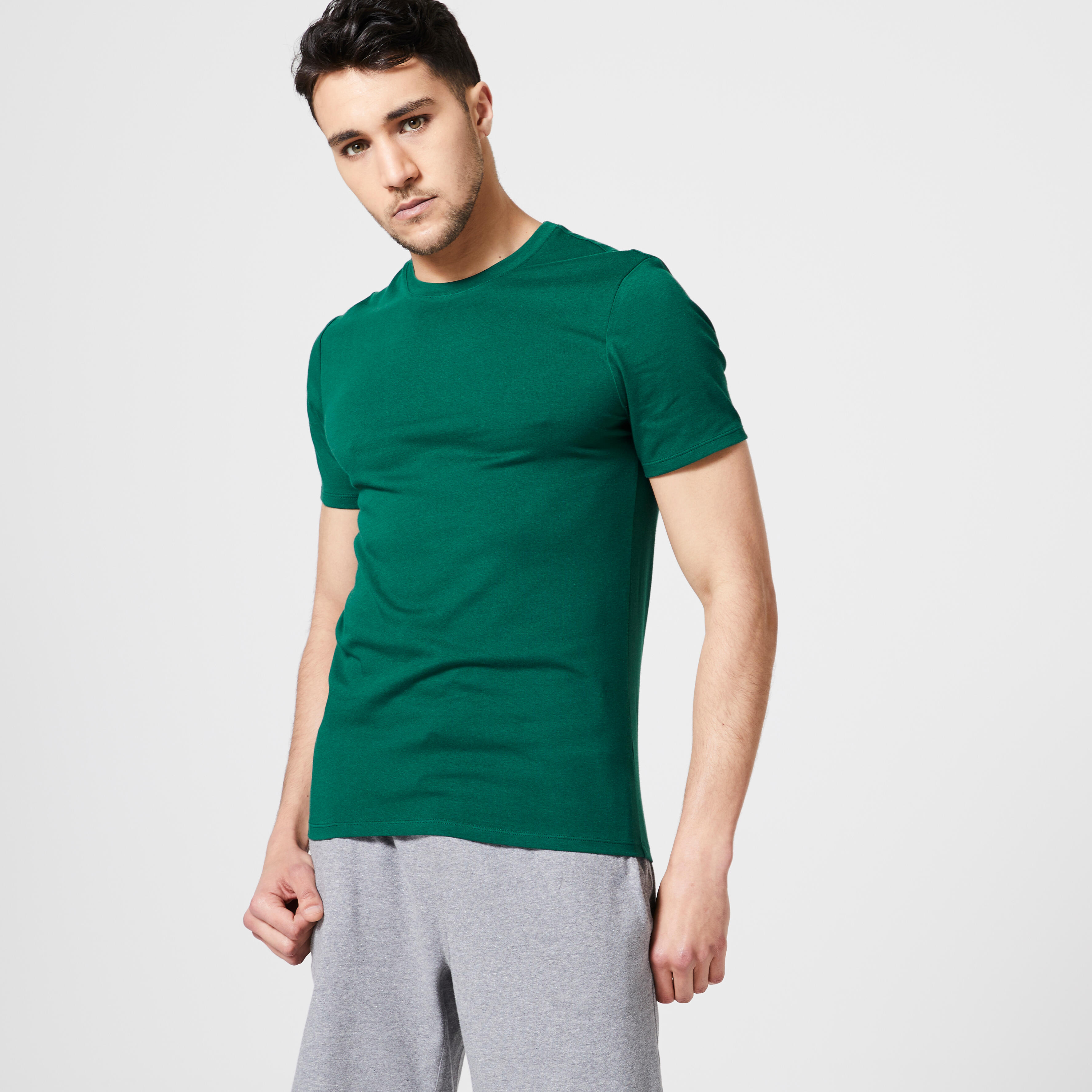  Tricou Slim 500 Fitness Verde Bărbați 