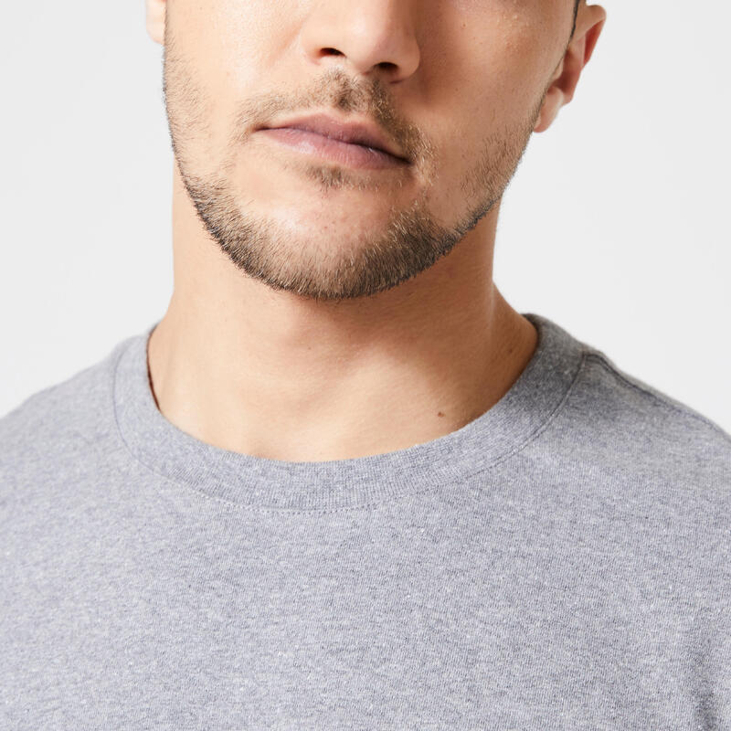 T-shirt fitness homme col rond manches courtes, gris fonte