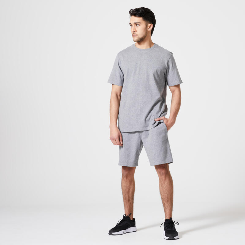T-shirt fitness homme col rond manches courtes, gris fonte