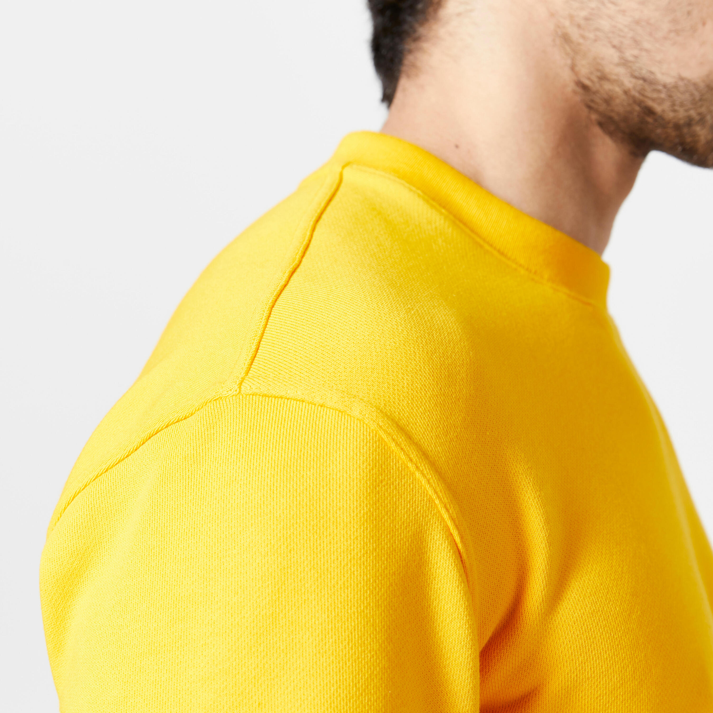 Men's Crew Neck Fitness Sweatshirt 500 Essentials - Yellow 5/6