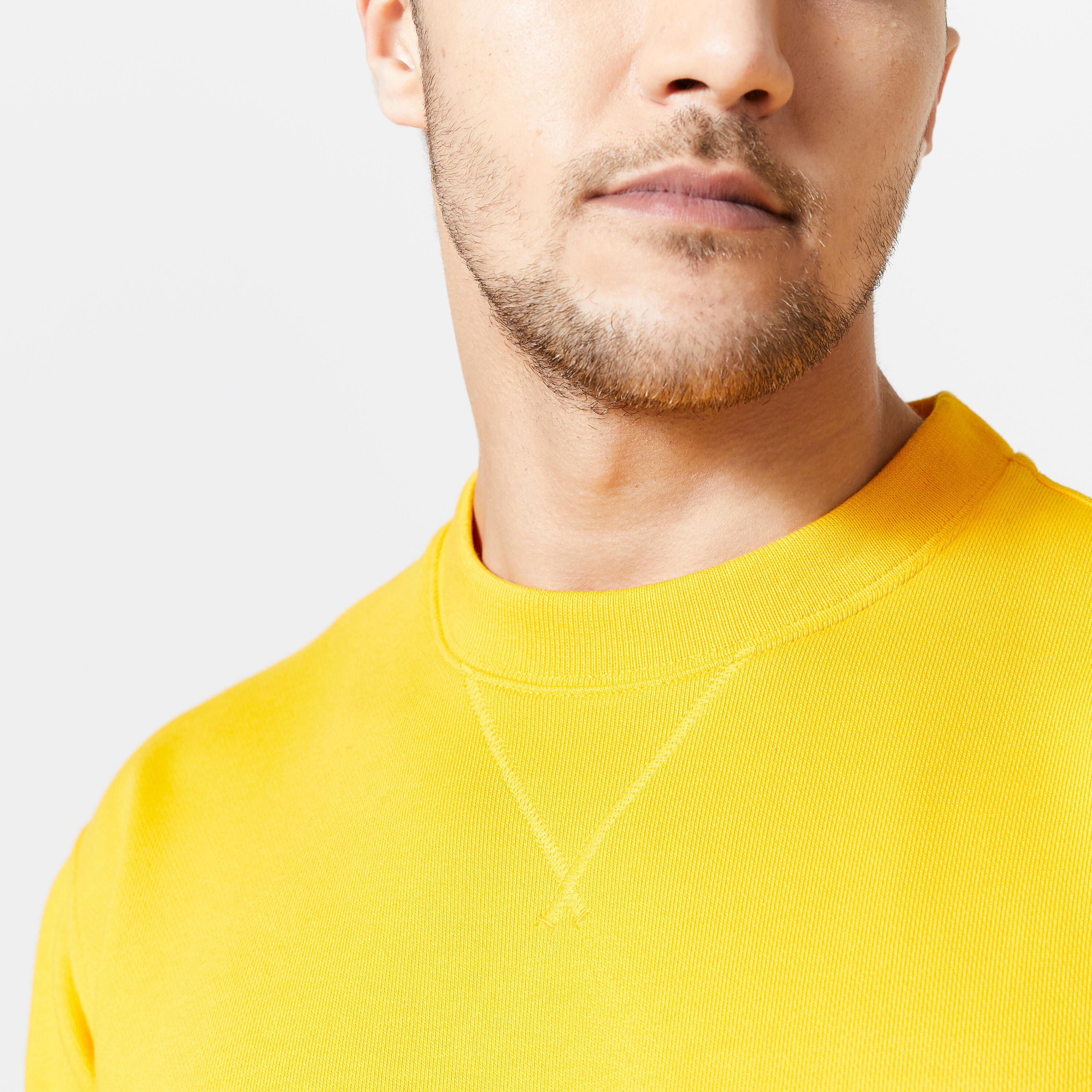 Men's Crew Neck Fitness Sweatshirt 500 Essentials - Yellow 3/6