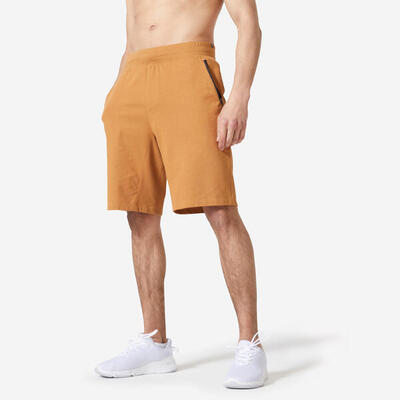 Fitness short voor heren 500 geelbruin