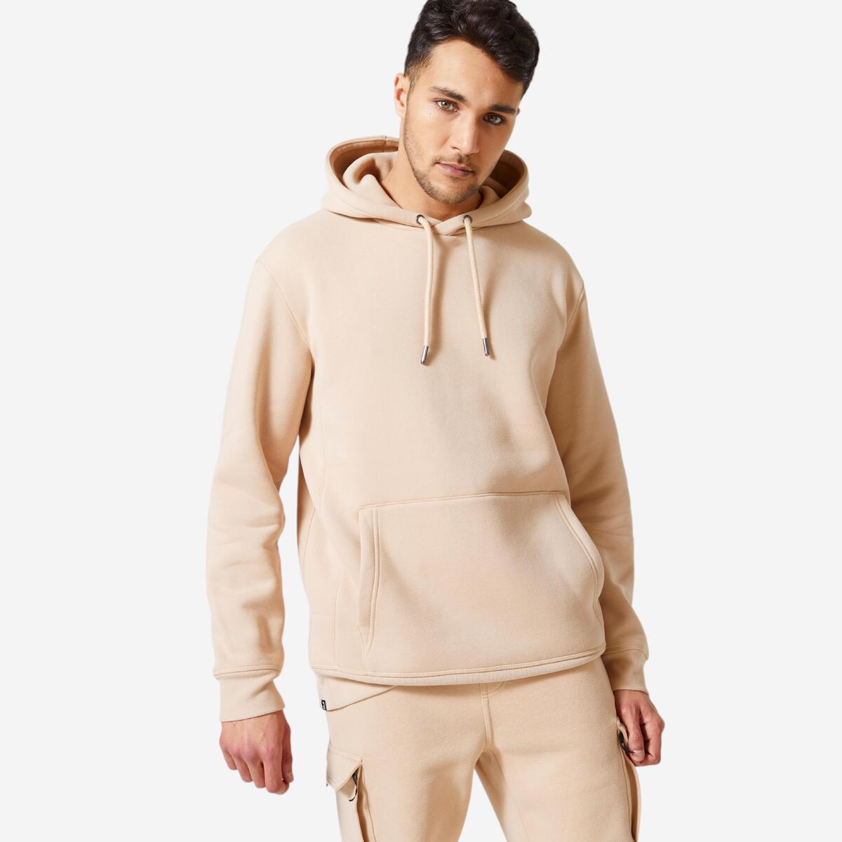 Sweat à capuche de fitness homme, beige