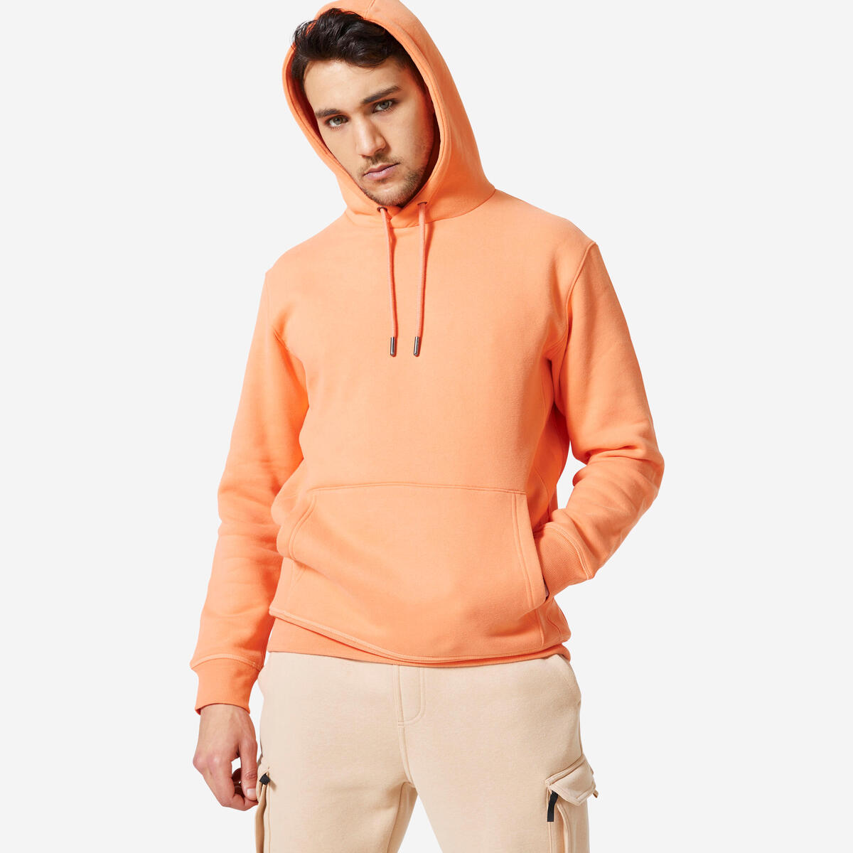 Sweat à capuche de fitness homme, orange