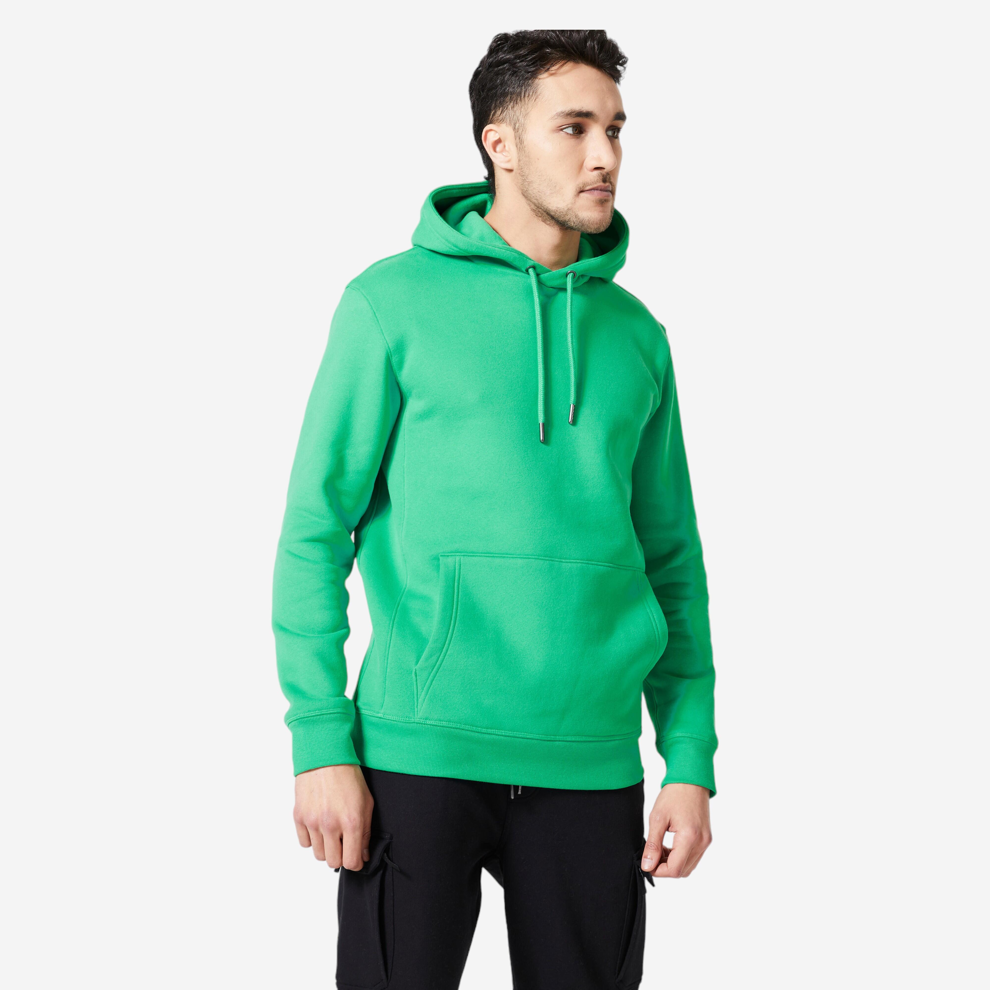 Sudadera fitness transpirable con capucha negra lisa para hombre Essentiel  100 - Decathlon