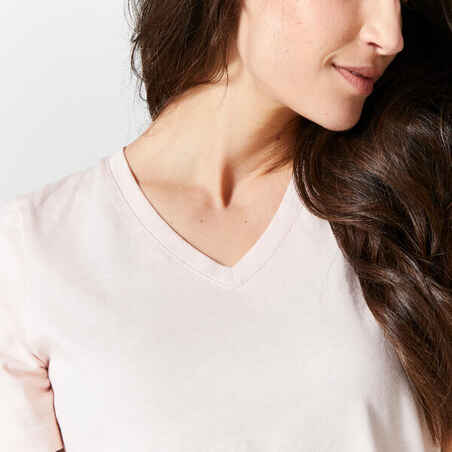Γυναικείο T-Shirt με λαιμόκοψη V για Fitness 500 Essentials - Ροζ