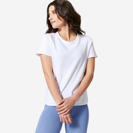 T-shirt Fitness Femme - 100 Blanc glacier