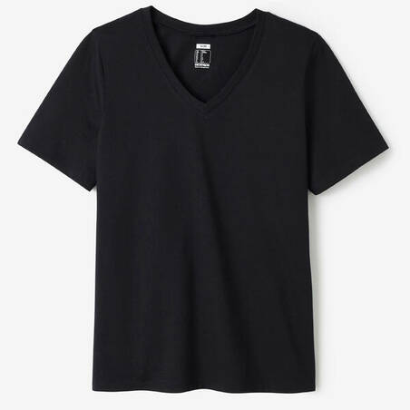 Women's V-Neck Fitness T-Shirt 500 - Black