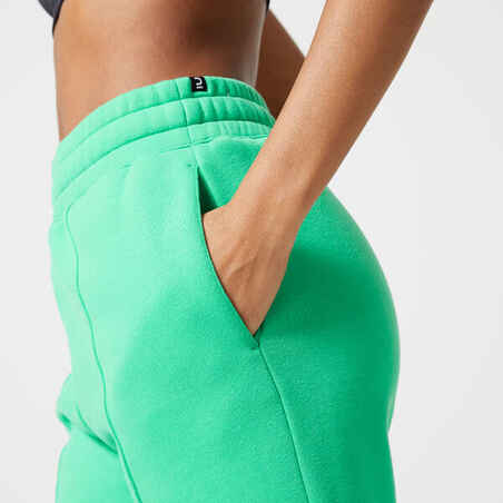 Moteriškos kūno rengybos šiltos kelnės „500“, žalios