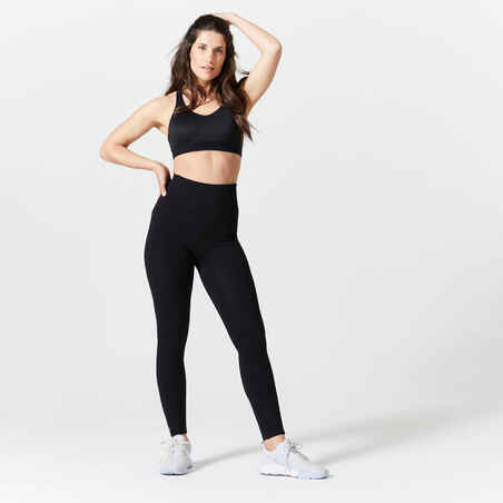 ДАМСКО ДОЛНИЩЕ ЗА ФИТНЕС 520 SLIM, С ДЖОБОВЕ С ЦИП, ЧЕРНО
