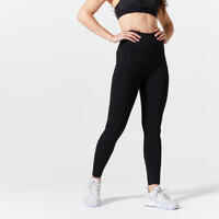 Pantalón jogger fitness ajustado de algodón con bolsillos Mujer Domyos 520 negro