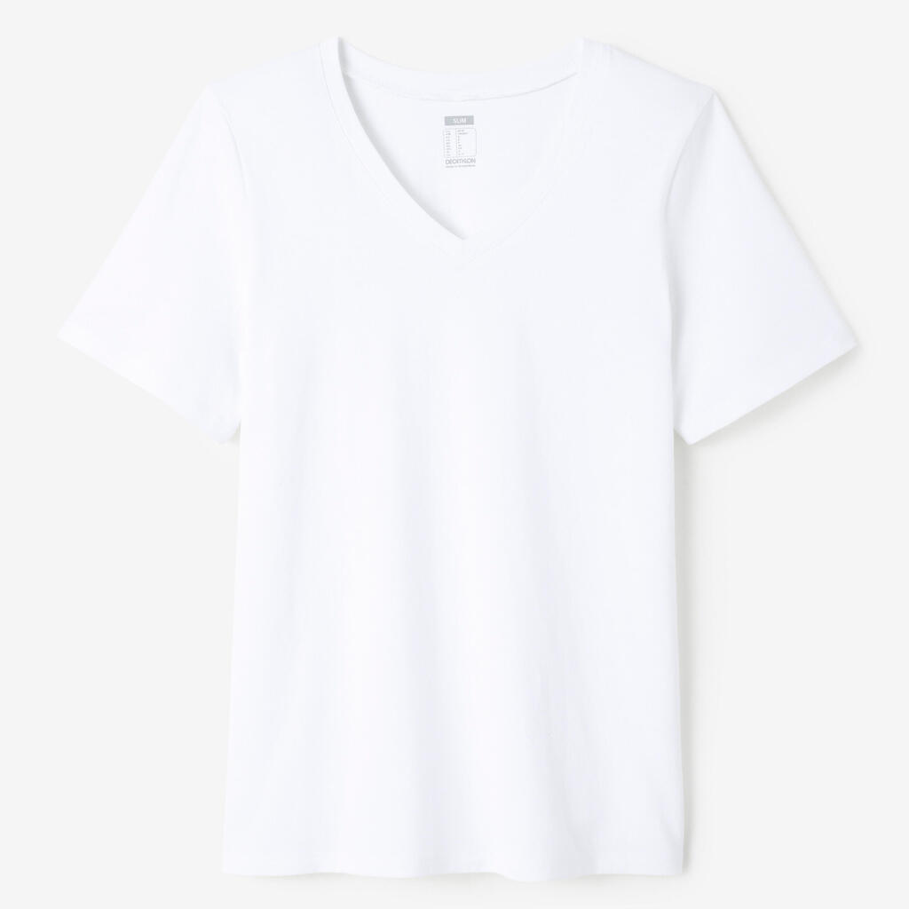 Sieviešu V veida izgriezuma fitnesa T krekls “500”, Karību jūras zaļš