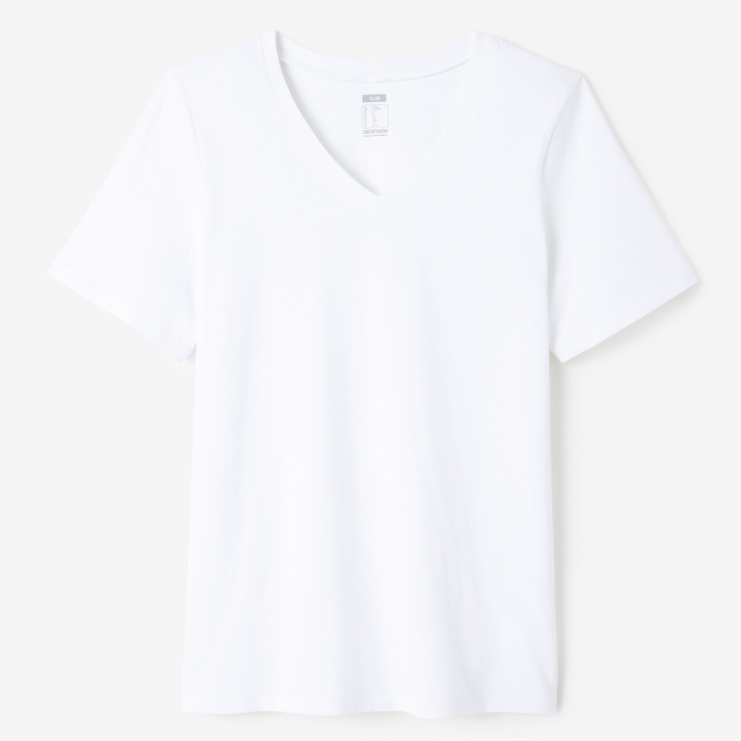 Women's V-Neck Fitness T-Shirt 500 - White 4/4