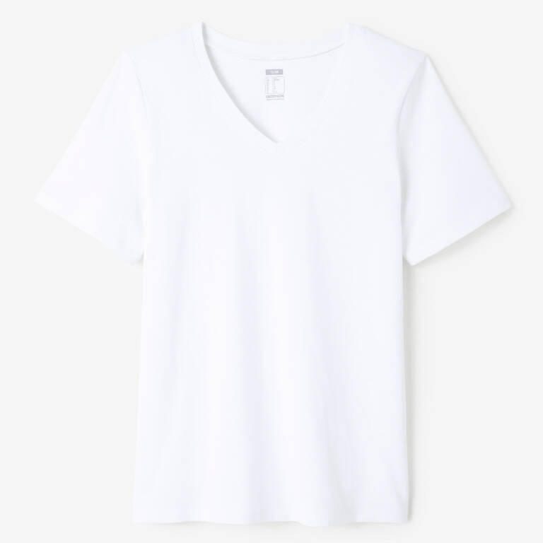 Women's V-Neck Fitness T-Shirt 500 - White