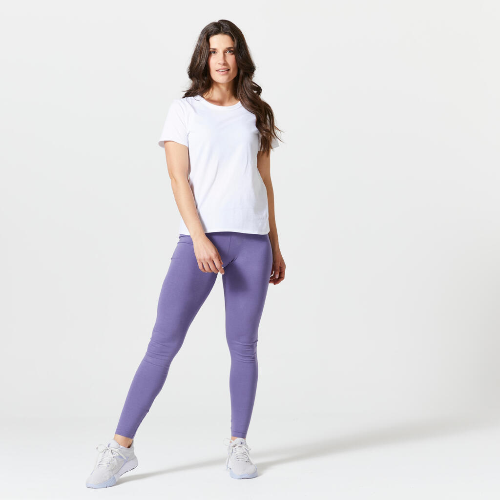 Dámske legíny na fitnes Slim Fit+ 500 fialové