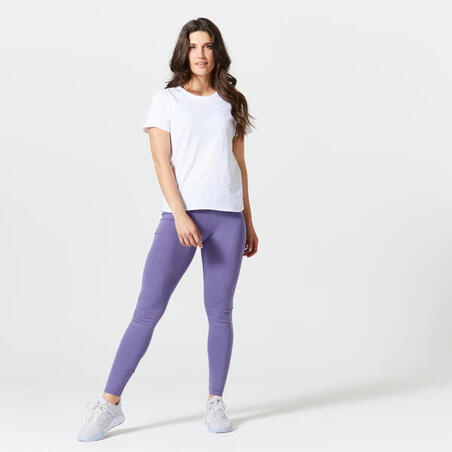 Ljubičaste ženske helanke slim-fit za fitnes FIT+ 500