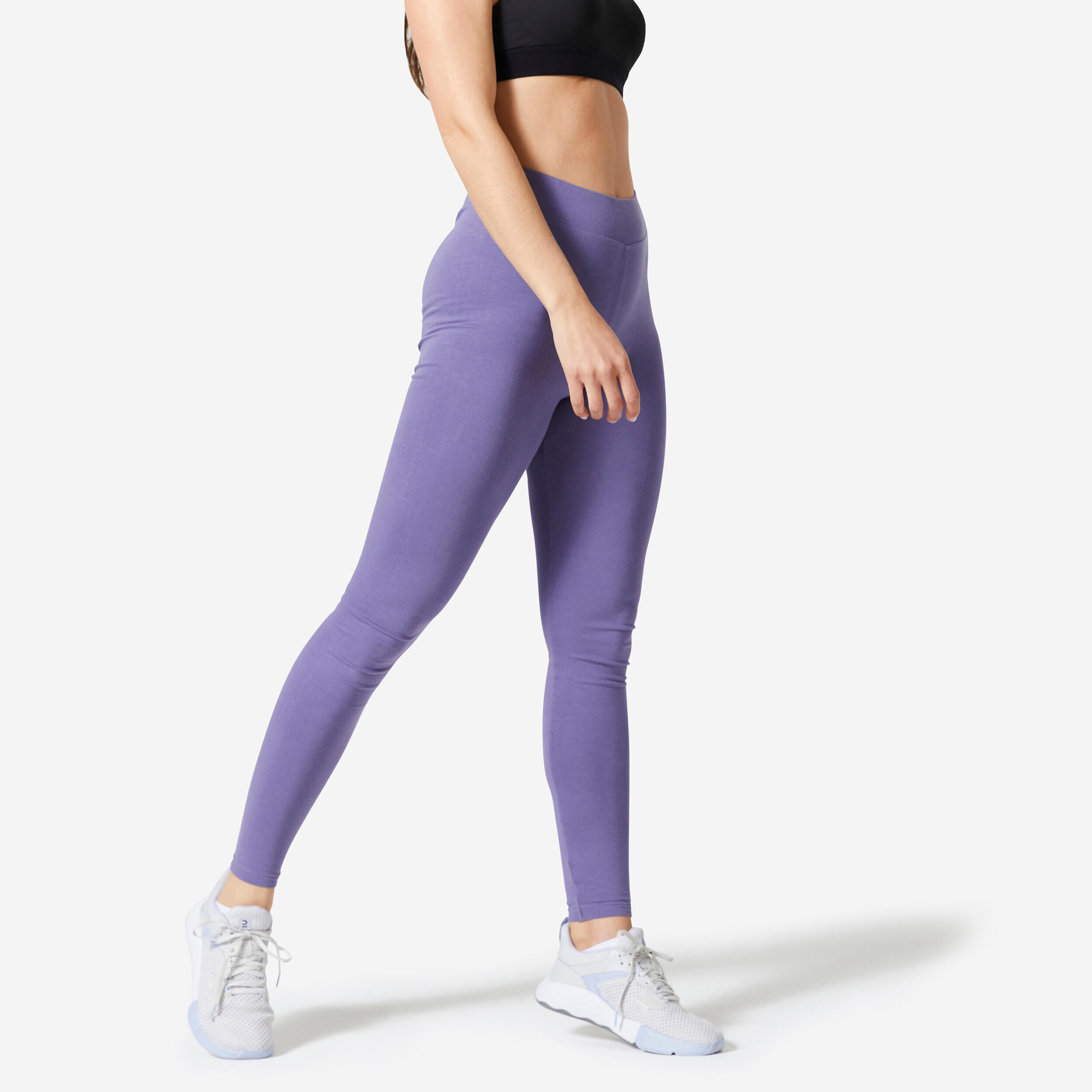 DOMYOS Women's Slim-Fit Fitness Leggings Fit+ 500 - Purple