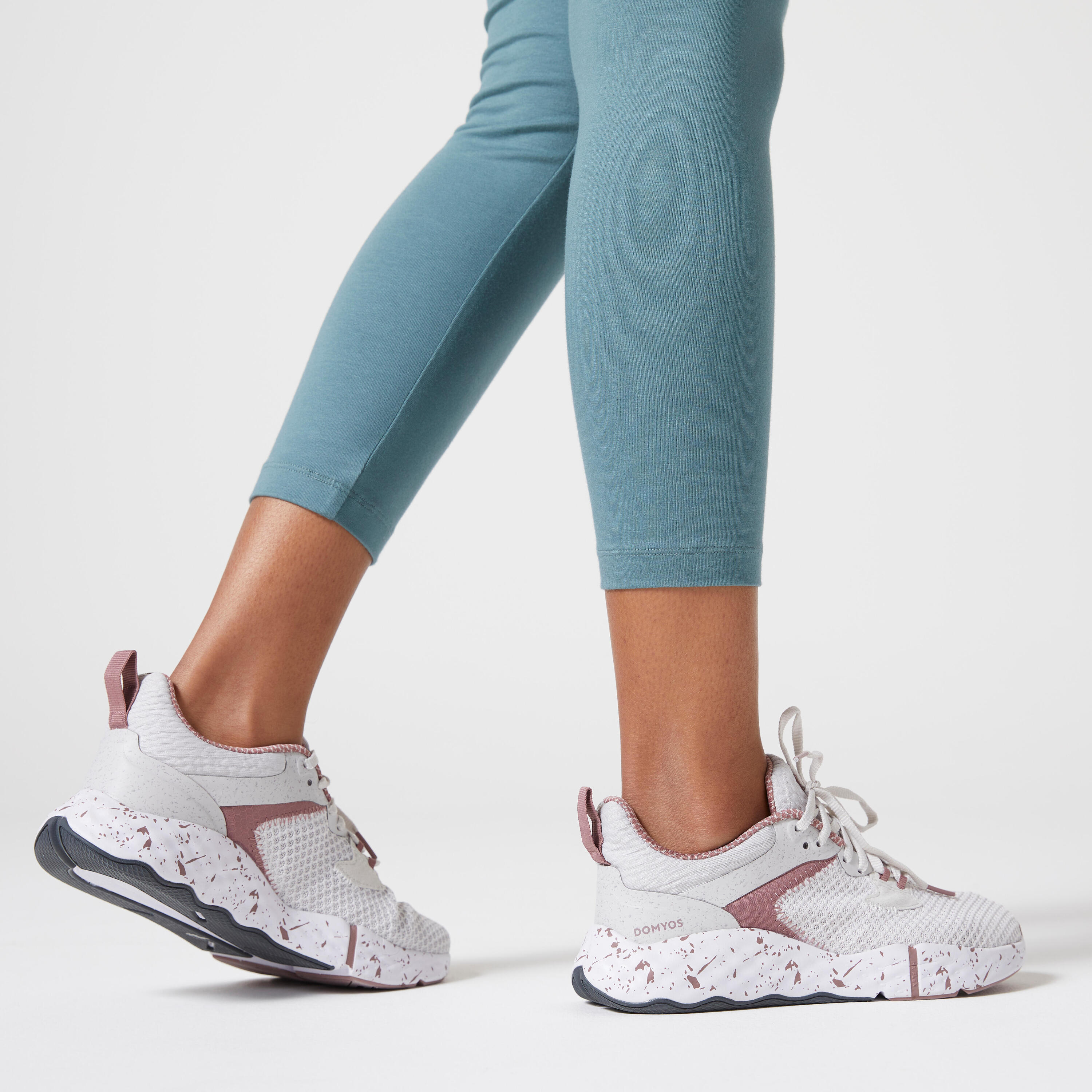Women's cotton 7/8 sports leggings, green 5/6