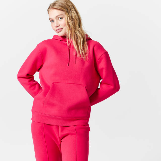 Women's Sweatshirt With Hood For Gym 500-Pink