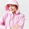 Sieviešu virsizmēra fitnesa džemperis ar kapuci “520”, gaiši rozā