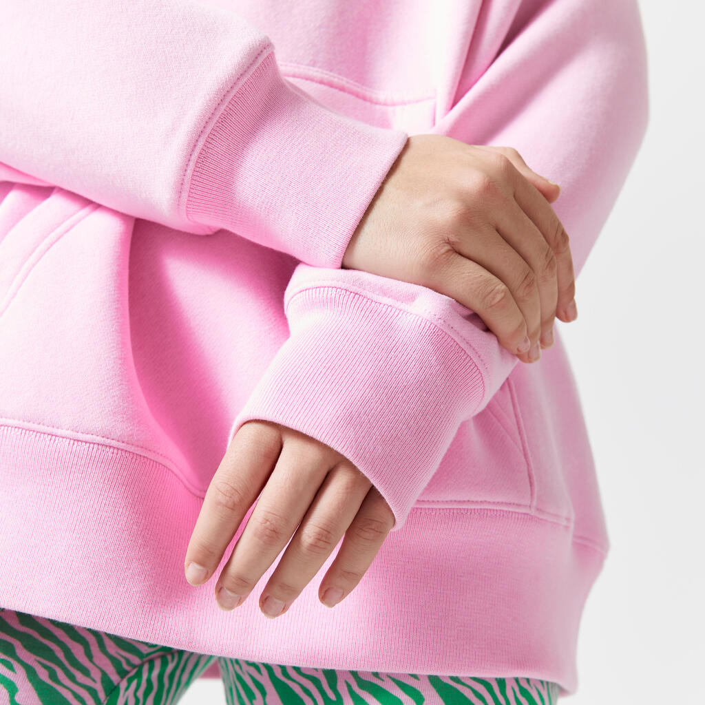 Sieviešu virsizmēra fitnesa džemperis ar kapuci “520”, gaiši rozā