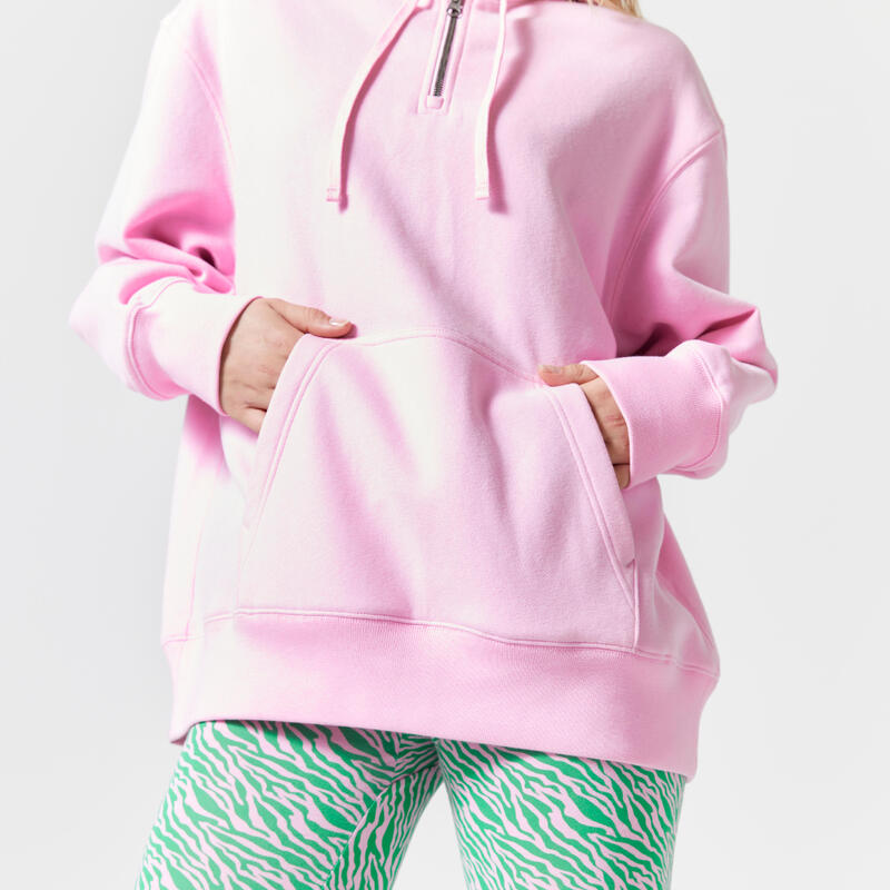 Sudadera Fitness 520 Mujer Rosa Claro Capucha Oversized