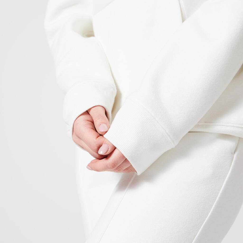 Sieviešu fitnesa džemperis ar kapuci “500”, balts