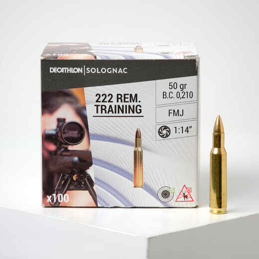 
      222 REMINGTON FMJ X 100q TRAINING AMMUNITION FOR RECREATIONAL SHOOTING
  