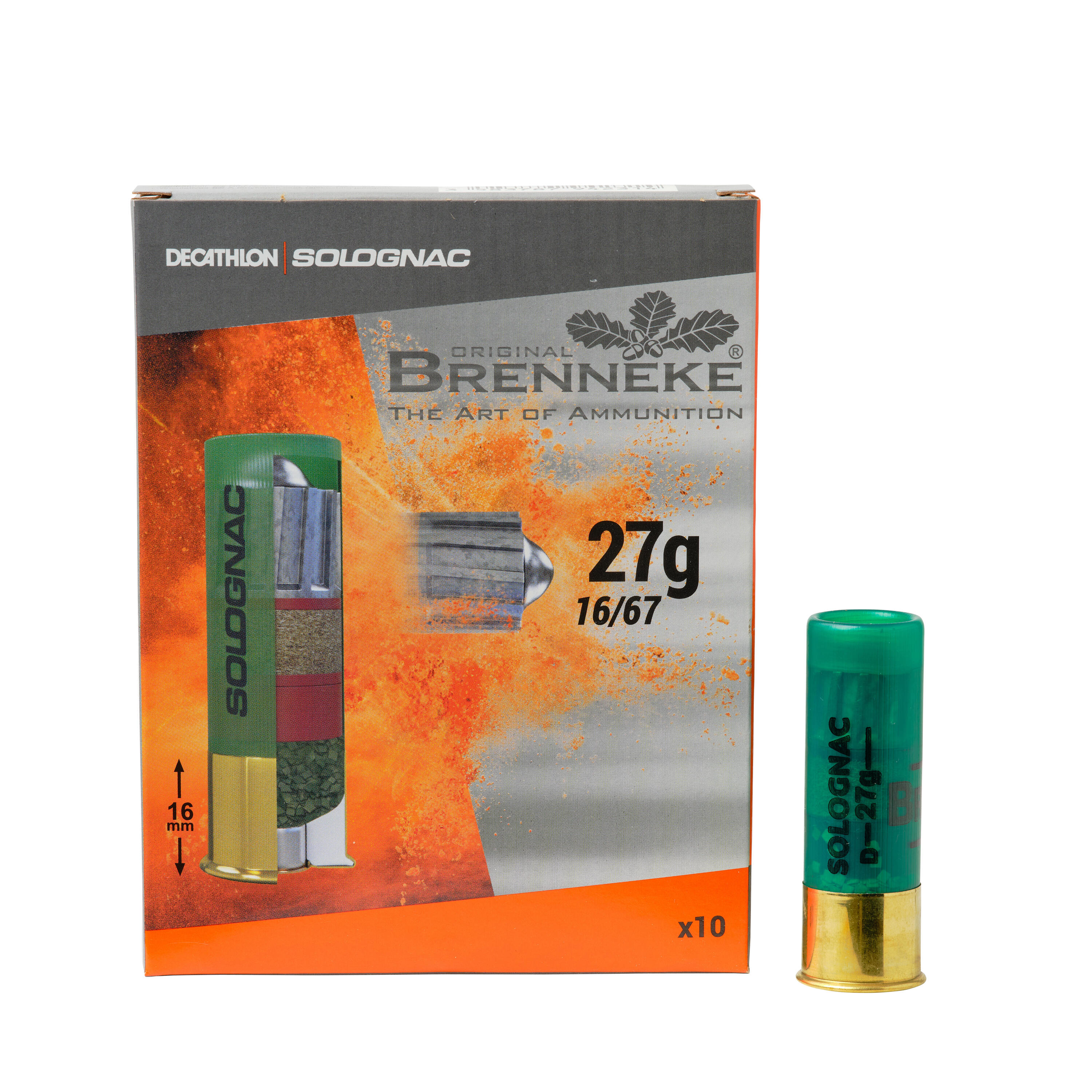 Cartucho Bala Caza Solognac Brenneke Calibre 16/67 X10. 8/9