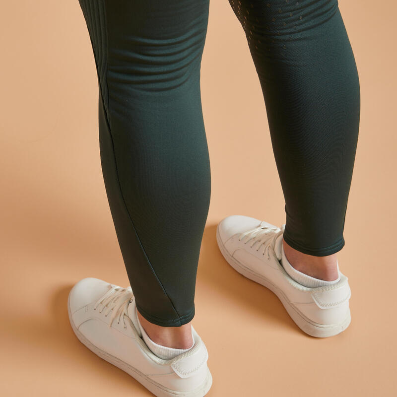 Warme dameslegging voor paardrijden full grip 500 groen