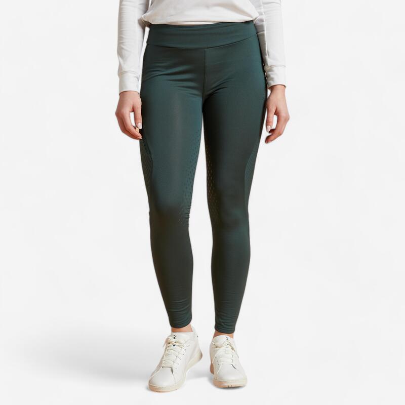 Leggings Equitación Mujer Verde Cálidos Badanas Silicona