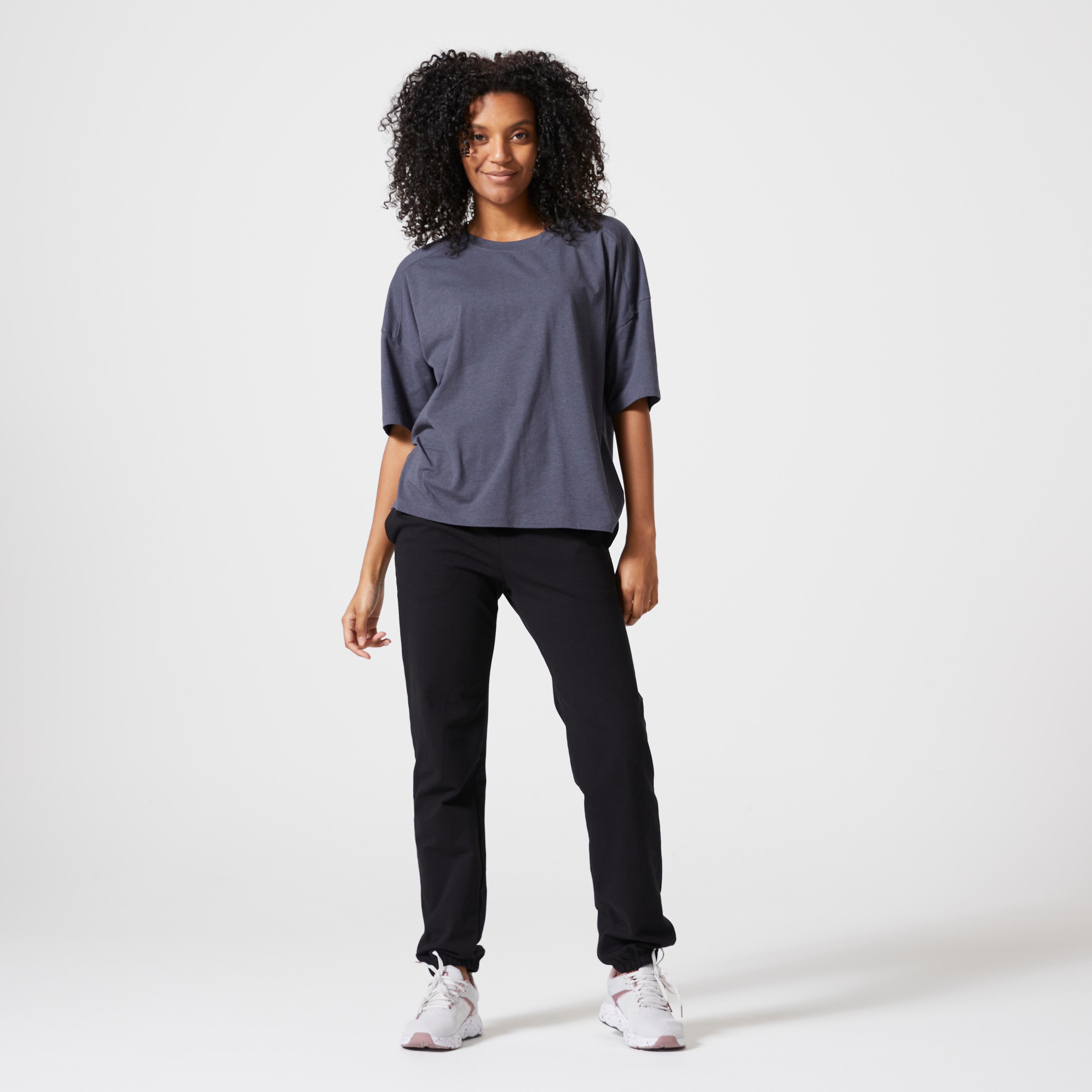 Women s Fitness Jogging Bottoms 100 Black Decathlon