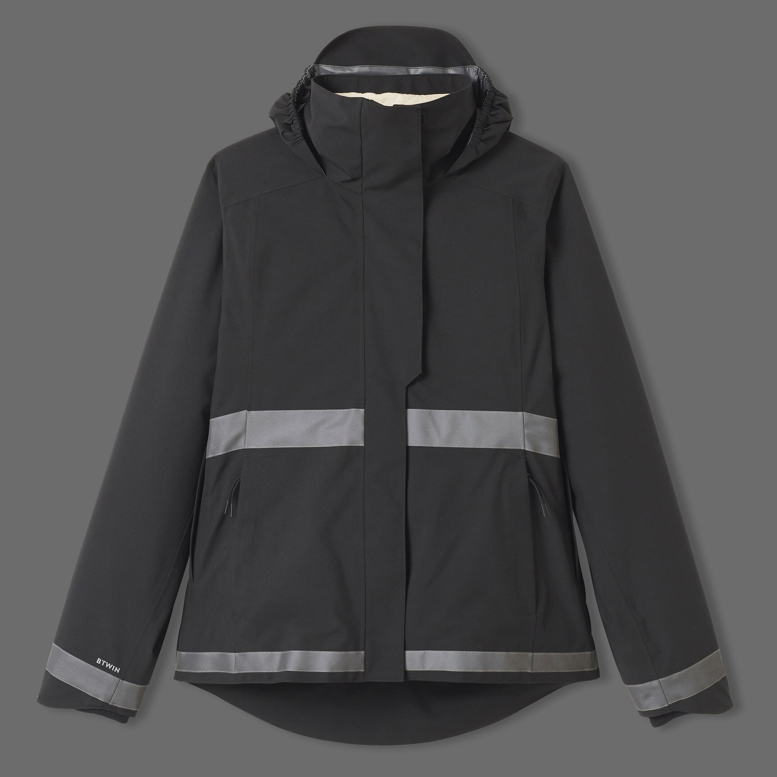 Women's City Cycling Night Visibility Warm Rain Jacket 540 - Black 15/20