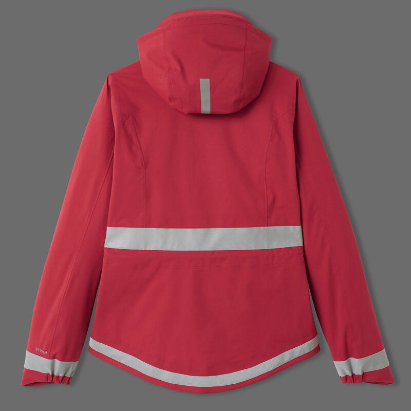 VESTE PLUIE VELO VILLE VISIBILITE NUIT 540 FEMME ROUGE